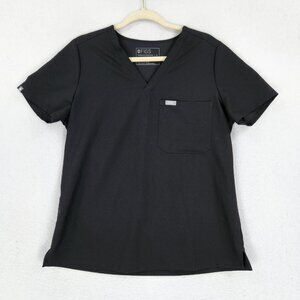 FIGS Scrub Shirt Womens Medium Black Catarina Technical Collection Medical Top